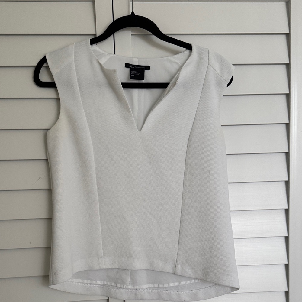 A/X Armani Exchange White V-Neck Blouse